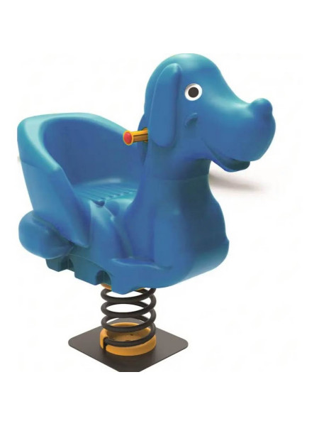 Гойдалка на пружині,  з литого пластику "Собачка", синя